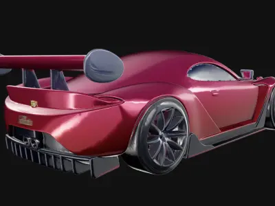 Stylized Red Sports Car with Spoiler 3D print model