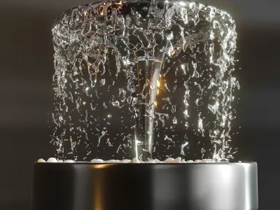 Modern water fountain with simulated stream 3D model