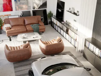 Automotive Studio Home Scene 3D Blender File Textured 3D model