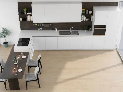 Euromobil Lain modern kitchen with decors 3D model