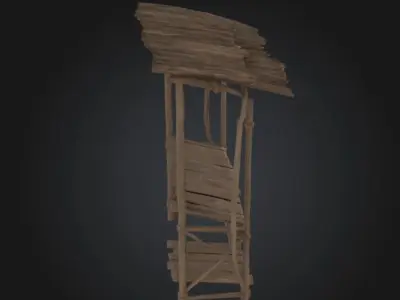 Wooden Market Stall Whole Model STL OBJ 3D model