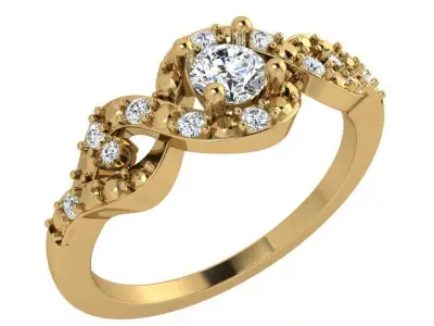 Round Diamond Twisted Ring 3593 3D print model