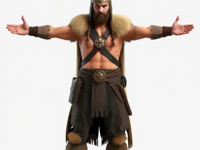 Viking Warrior Character Rigged and Animated Low-poly 3D model