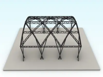 Truss beam - Cylindrical roof model 3D model
