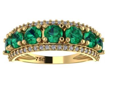 Elegant 7-Stone Gemstone Ring  3D Printable Jewelry Model 3D print model