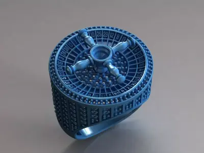 Luxury Roulette Ring Model Gold Diamond Casino Jewelry STL 3DM 3D print model