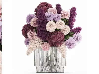 Bouquet Of Flowers Peony hydrangea lilac 506 3D model