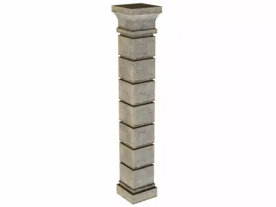 Column stone with square base Low-poly 3D model