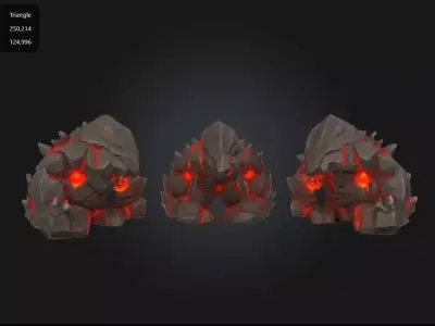 3D Lava Monster High-Detail Model for Games and Animation Low-poly 3D model