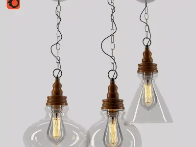 light-05 three glass pendant lights 3D model