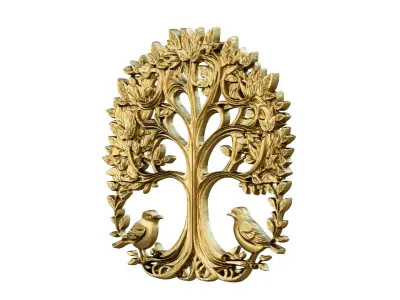 decor set wall panel wall tree  relief mural CNC 44 3D model