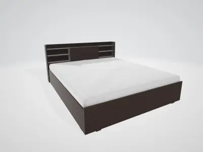 Box Bed with Storage Engineered Wood Queen Box Bed Low-poly 3D model