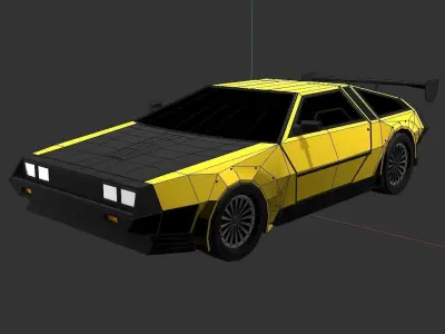 Furious 1981 DMC DeLorean Low-Poly Style Low-poly 3D model