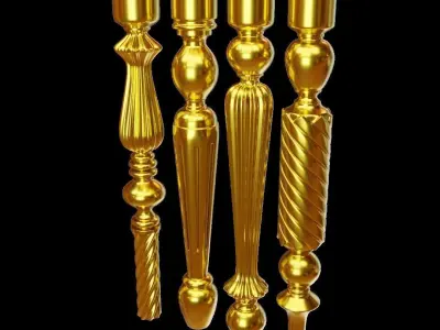 Balusters brass candlesticks 3D model