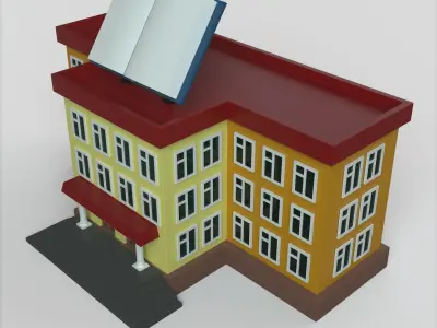 Cartoon High School Low-poly Low-poly 3D model