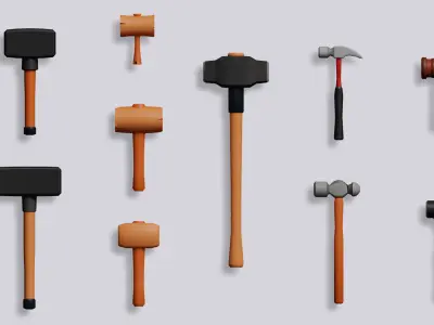 Low poly Blunt Weapons Low-poly 3D model