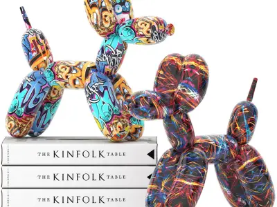 balloon dog statue decoration set 3D model