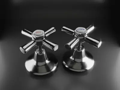 Water Tap Faucets - Hot and Cold Low-poly 3D model