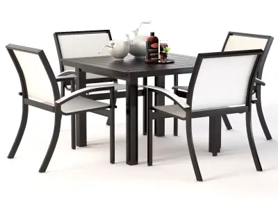 Bazza Dining Chair and Table Set 3D model