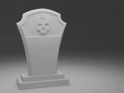 3D tombstone with skull 3D model