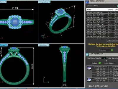 Cushion Halo Diamond Engagement Ring CAD Design Luxury Style 3D print model