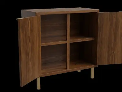 Kaysen 2 Door Accent Cabinet Modern Mirror Front 3D model