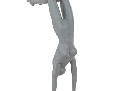 Female gray mannequin stands on hands 88 3D model
