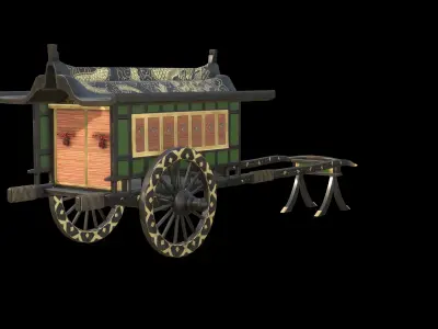 Gosho Guruma Cart Low-poly 3D model