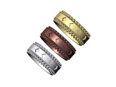 Playing cards diamond sides cigar band US sizes 7 8 9 3D print model