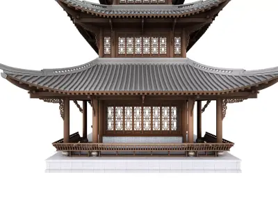 Chinese ancient architecture Low-poly 3D model