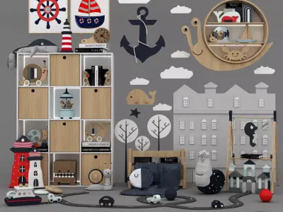 toys and furniture set  Low-poly 3D model