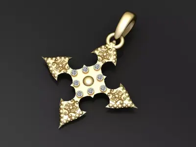 ornate cross pendant  3D printable model  3D print model