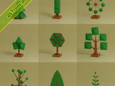 Low Poly Trees Collection - 25 trees pack 11 Low-poly 3D model