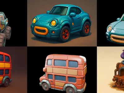 Stylized Car Advanced model bundle 21 pack 100 glb 3D model