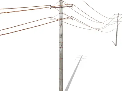 Electricity Pole 19 Weathered Low-poly 3D model