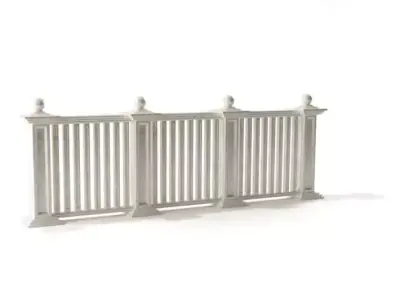 White Three Panel Fence 3D model
