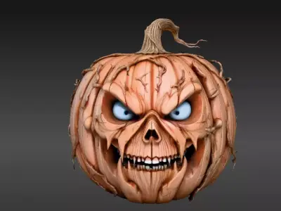 Jack-O-Lantern Pumpkin 3D Model Halloween Decor Print-Ready 3D print model