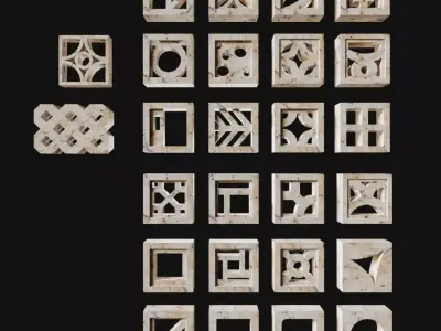 Breeze Concrete Blocks Wall Decoration Patterns 3D model