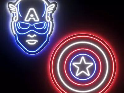Captain America Neon Signs 3D model