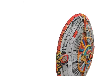 Aztec Sun Stone Calendar Relief Low-poly 3D model