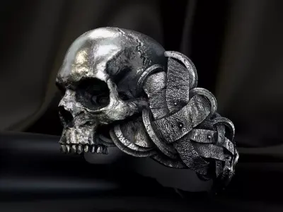 Jewelry Vikings Ring Skull 2024 -T1 3D print model