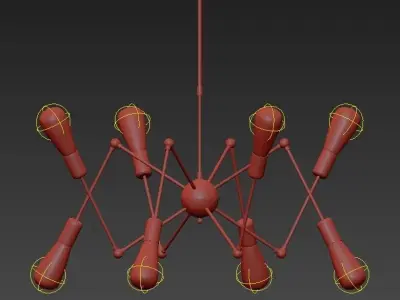 ATOMIC 8 spider chandelier with six bulbs 3D model