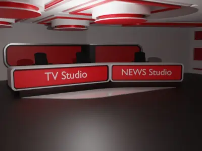 Virtual TV Studio Low-poly 3D model