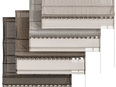 Roman curtain with pom pom 3 3D model