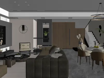 Italian modern large flat floor guest restaurant  3D model