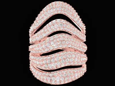 Luxury Multi Layer Pave Diamond Ring 3D Model 3489 3D print model