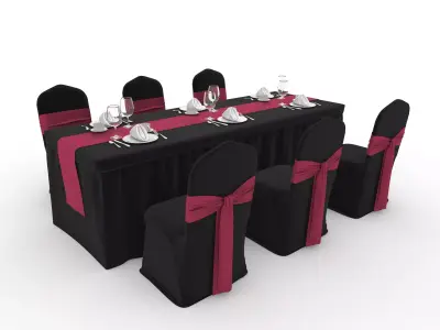 Banquet Table and Chair 120 3D model