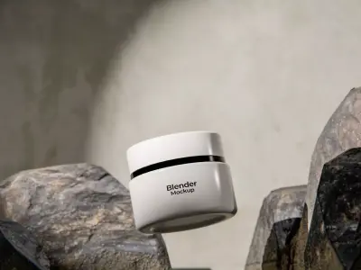 Floating Elegance Minimal Beauty Jar Mockup Low-poly 3D model