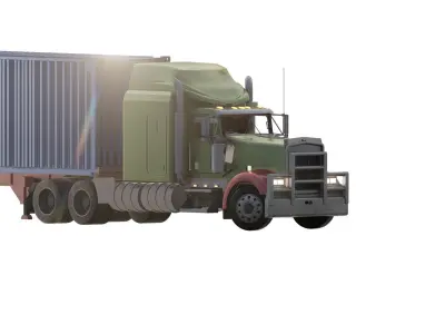 AMERICAN TRUCK WITH TRAILER 3D model
