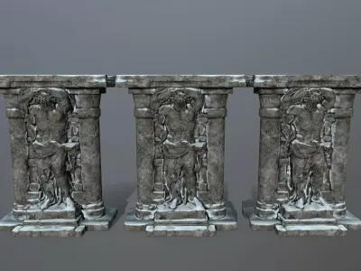 statue 2 column with Low-poly 3D model